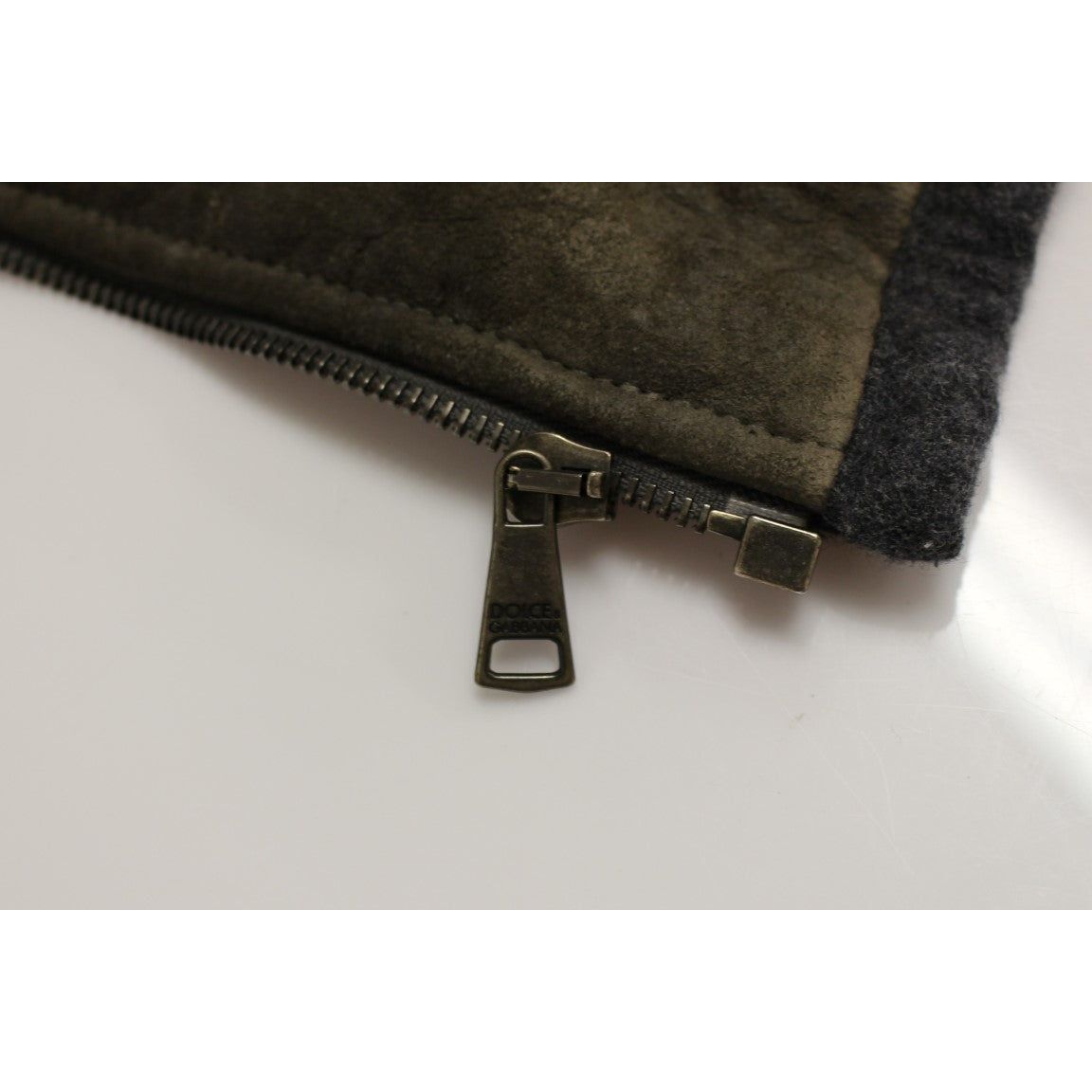 Dolce & Gabbana | Brown Gray Leather Jacket Coat | McRichard Designer Brands