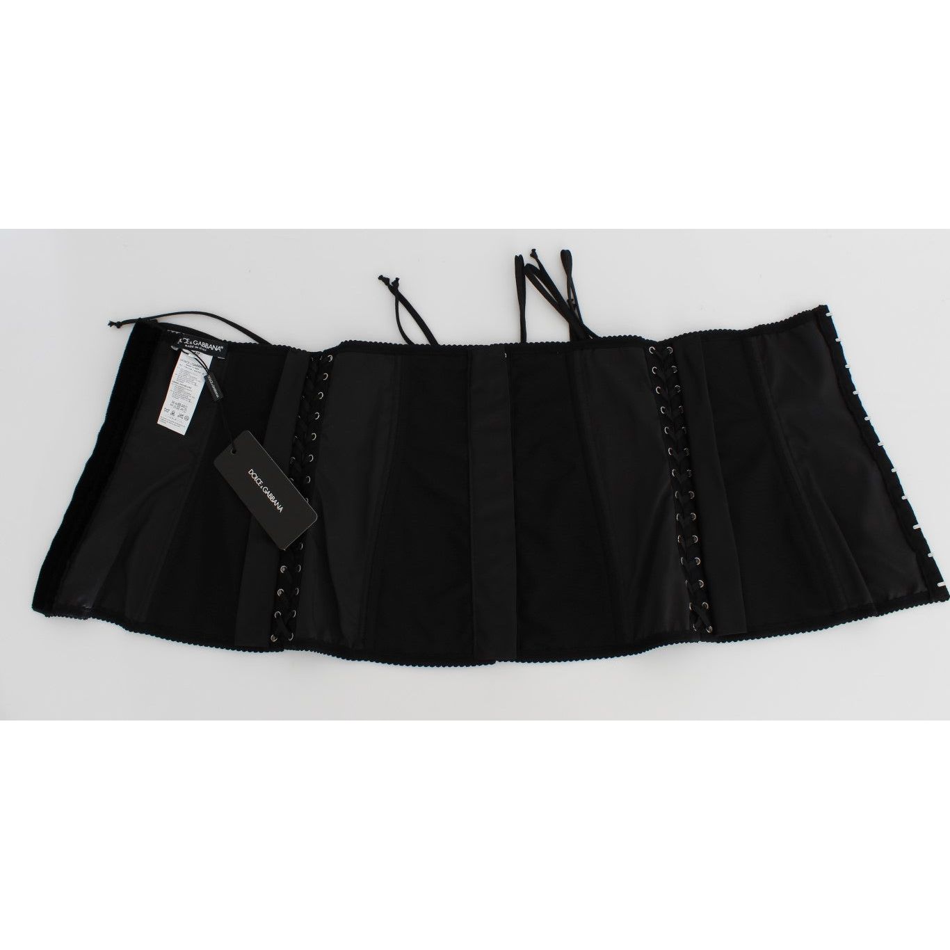 Dolce & Gabbana | Black Stretch Corset Waist Strap Belt | McRichard Designer Brands