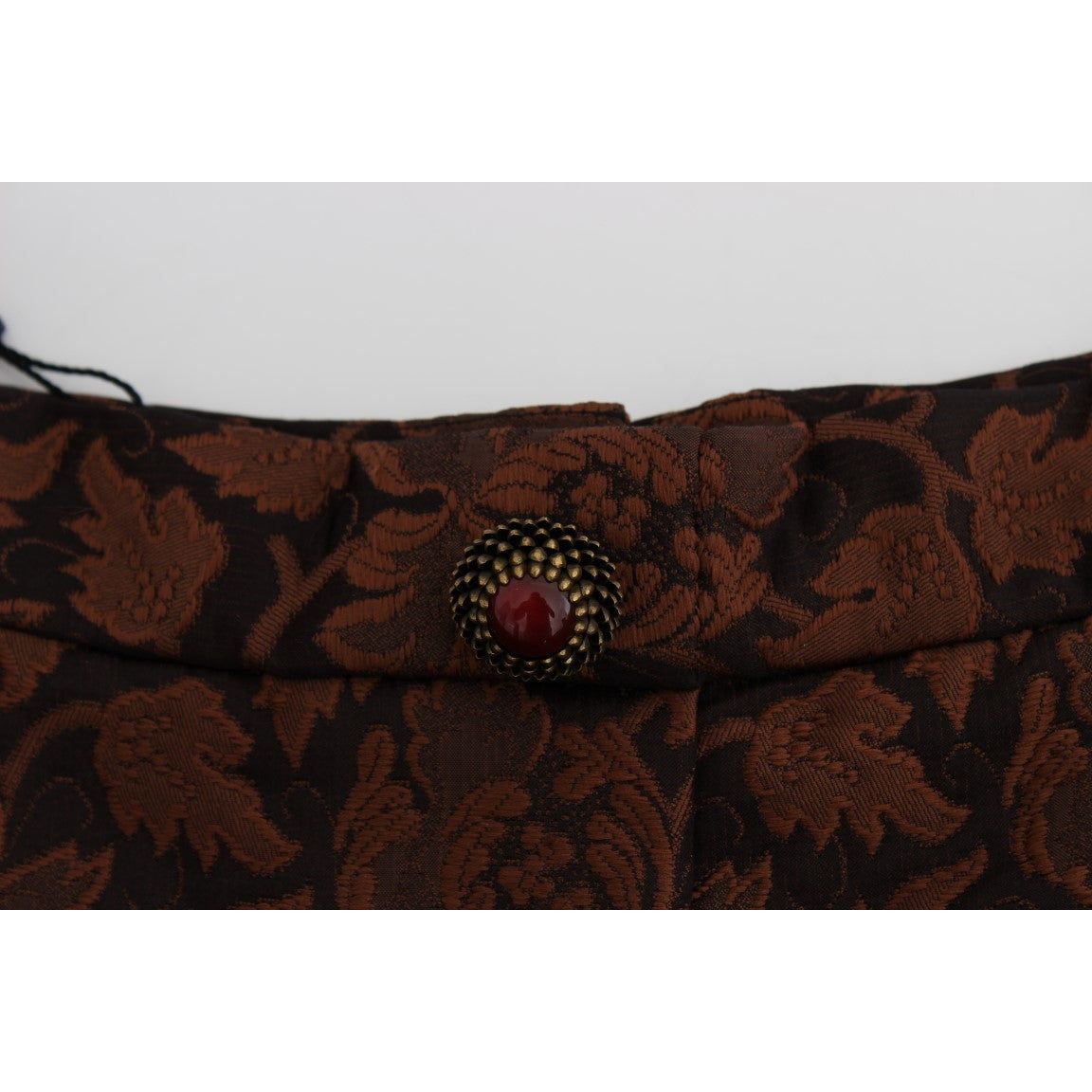 Dolce & Gabbana | Brown Floral Brocade Mini Bubble Skirt | McRichard Designer Brands