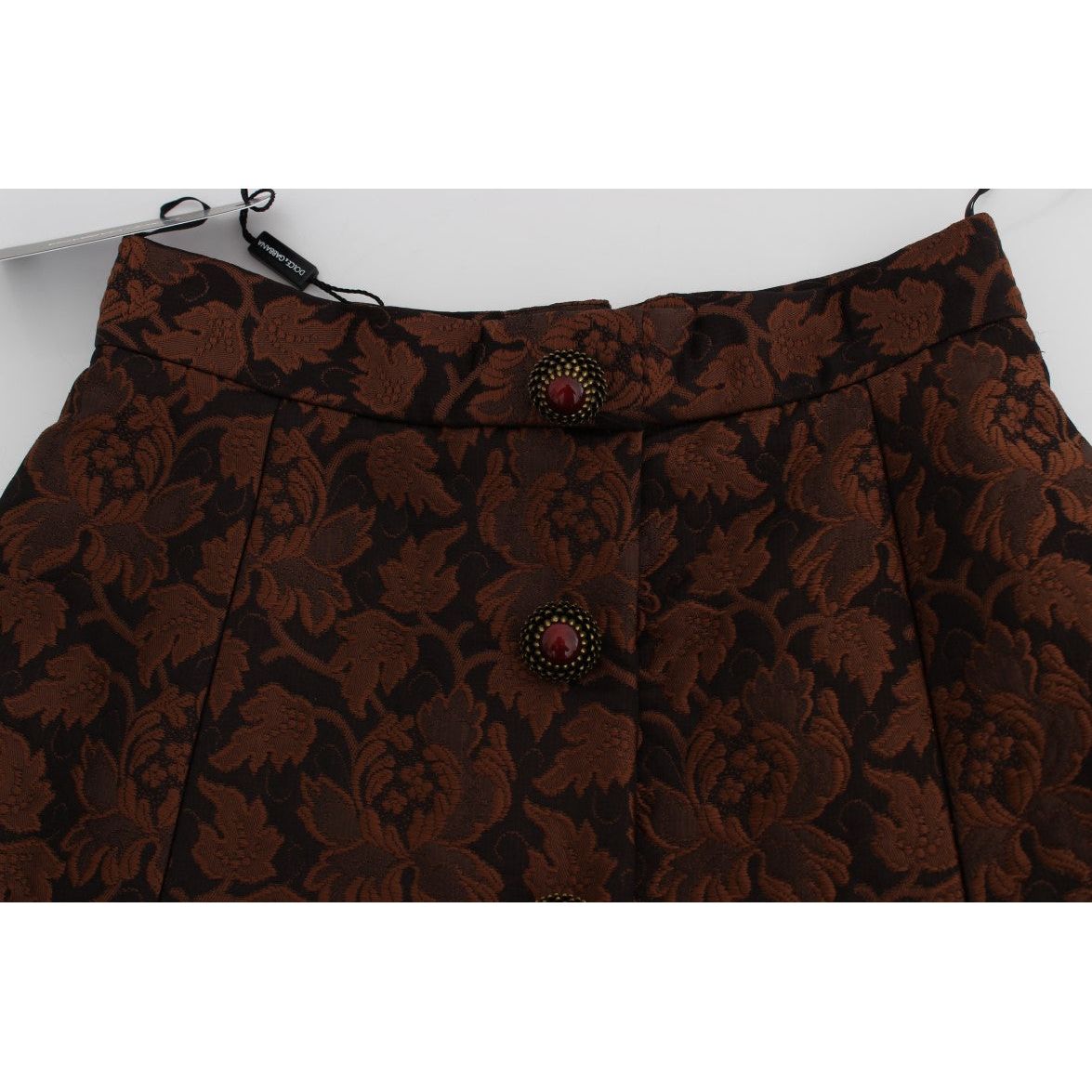 Dolce & Gabbana | Brown Floral Brocade Mini Bubble Skirt | McRichard Designer Brands