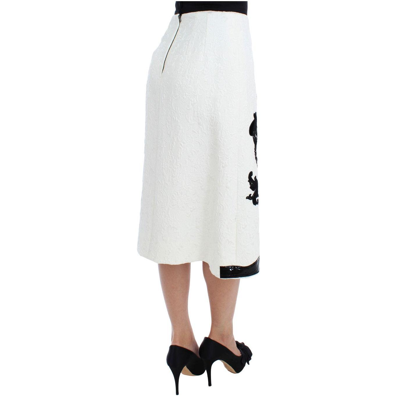 Dolce & Gabbana | White Floral Brocade Family Tree Skirt | McRichard Designer Brands