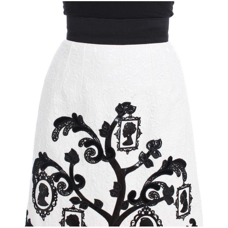 Dolce & Gabbana | White Floral Brocade Family Tree Skirt | McRichard Designer Brands