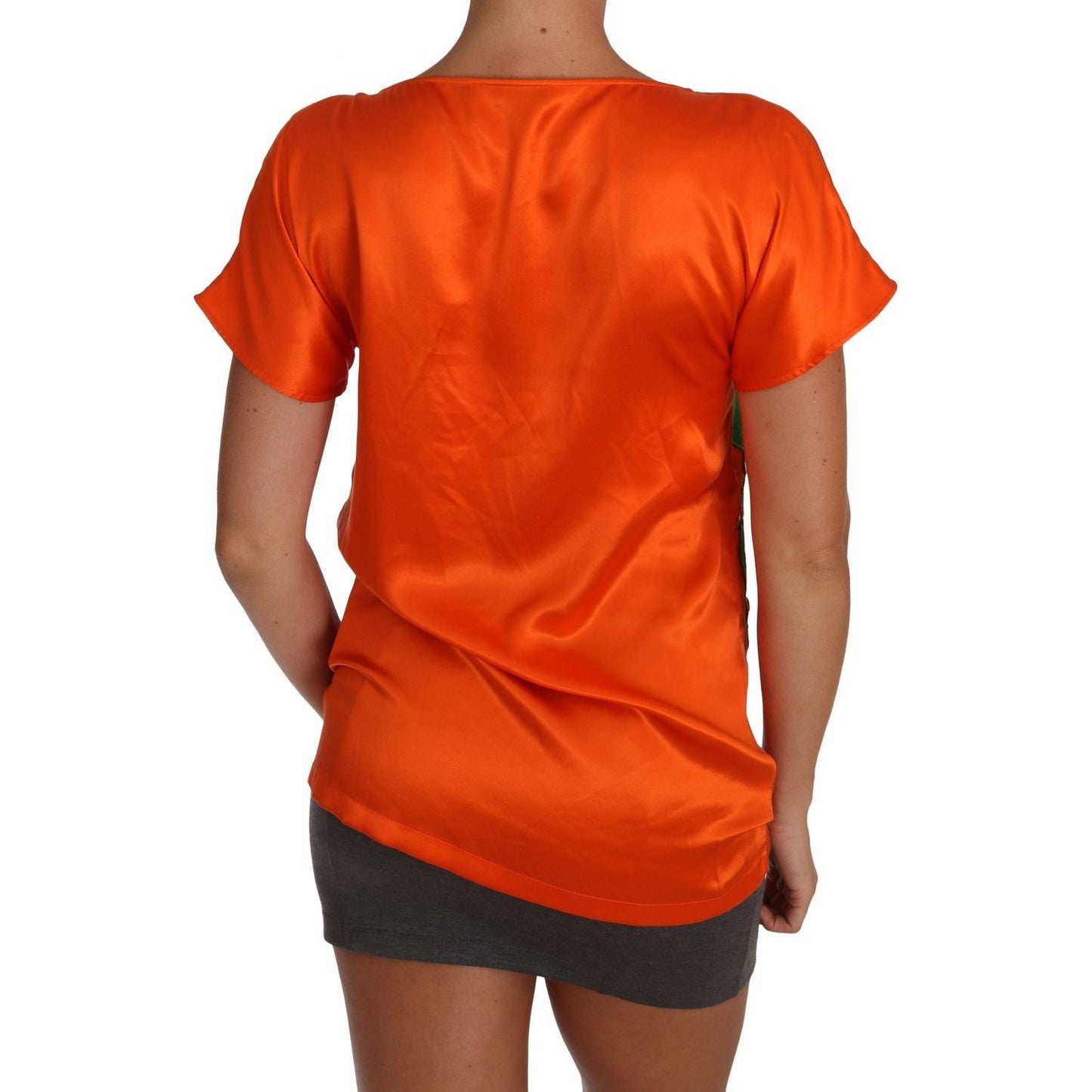Dolce & Gabbana | Silk Orange Lemon Crystal T-shirt Top | McRichard Designer Brands