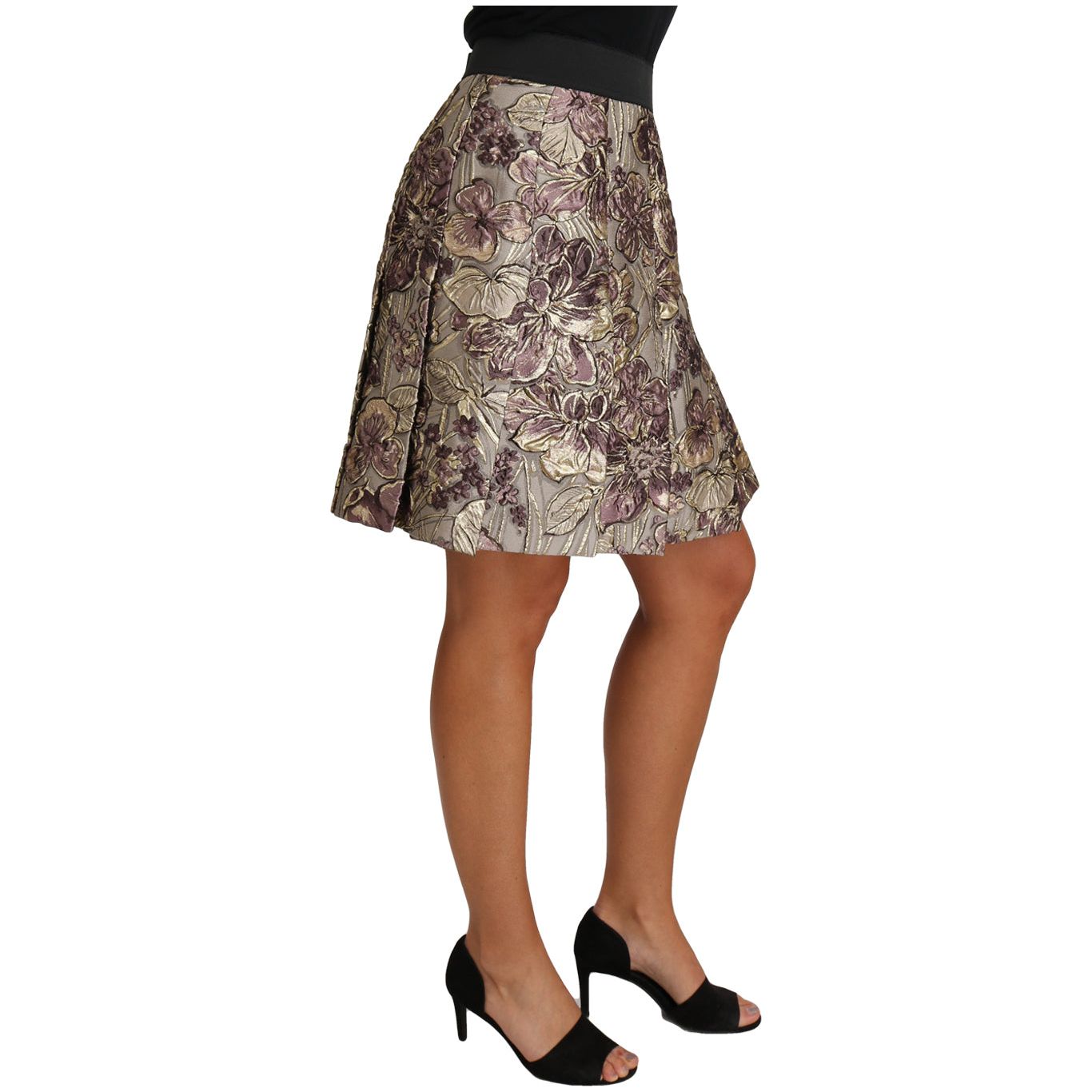 Dolce & Gabbana | A-Line Mini Floral Print Jaquard Skirt | McRichard Designer Brands