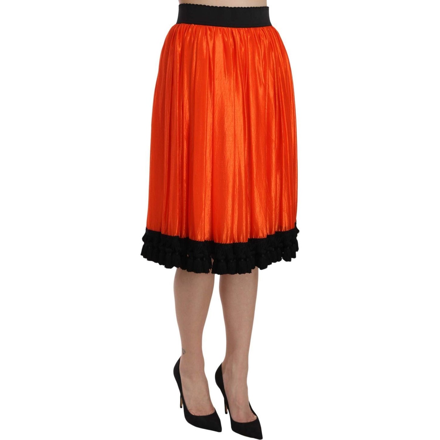 Dolce & Gabbana | Orange High Waist Knee Length Skirt | McRichard Designer Brands