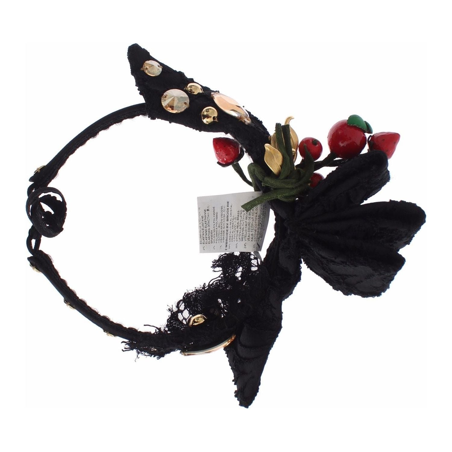 Dolce & Gabbana | Diadem Headband Tiara Berry Fruit Crystal Bow Hair | McRichard Designer Brands