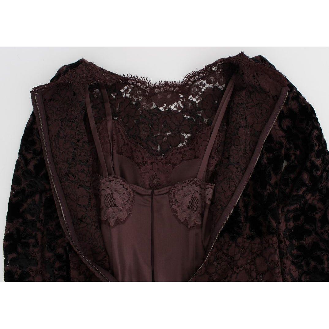Dolce & Gabbana | Purple Floral Lace Ricamo Maxi Dress | McRichard Designer Brands