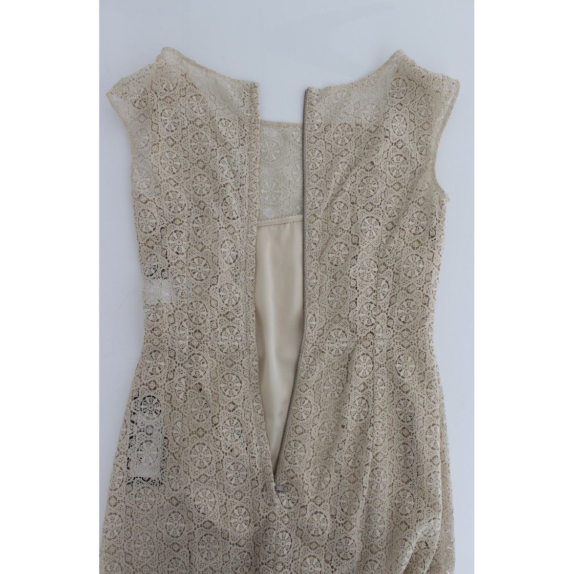 Dolce & Gabbana | Beige Ricamo Cutout Cotton Sheath Dress | McRichard Designer Brands