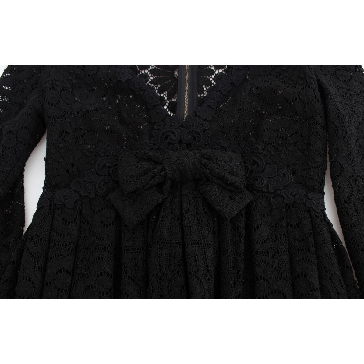 Dolce & Gabbana | Black Ricamo Knitted Full Length Maxi Dress | McRichard Designer Brands