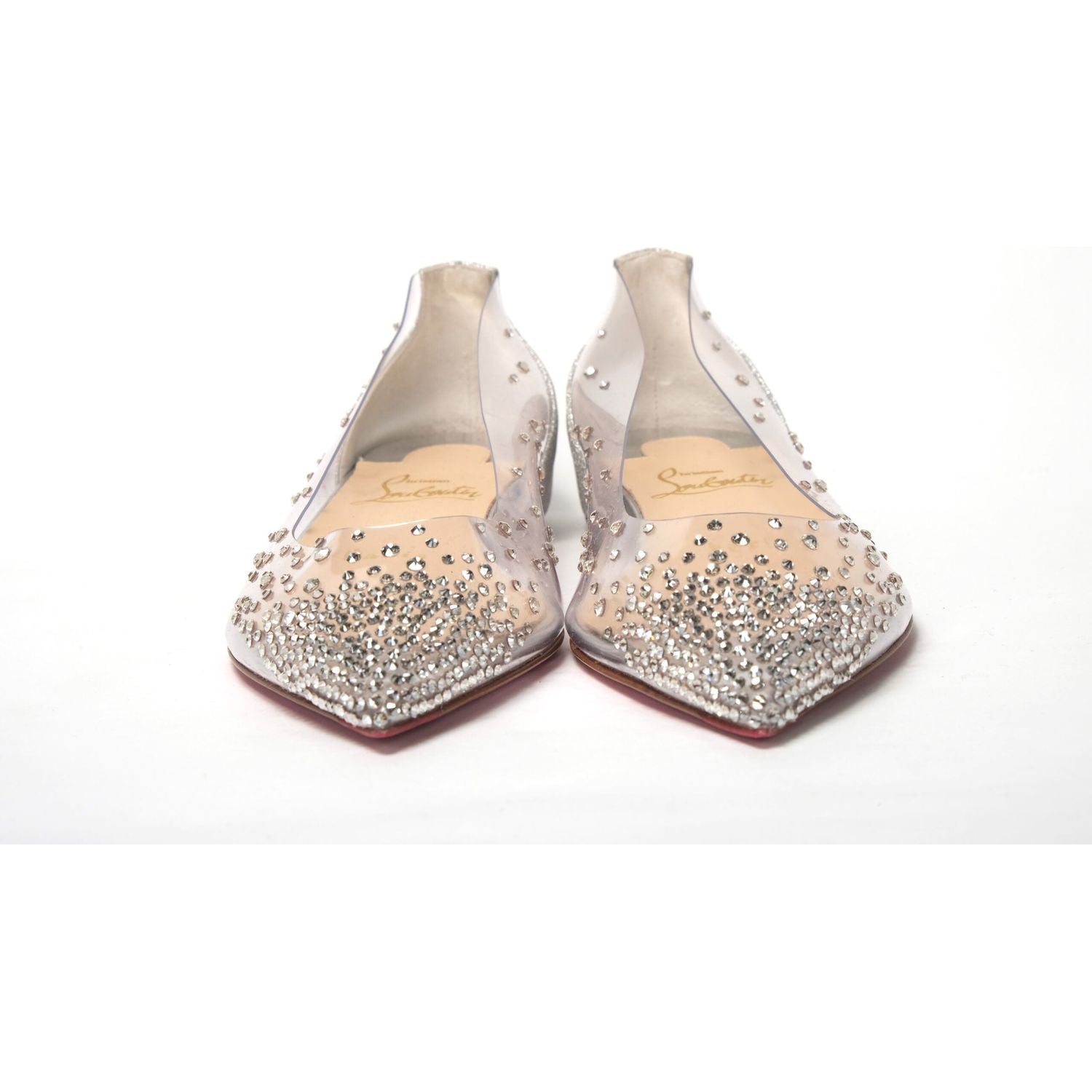 Christian Louboutin | Silver Crystals Flat Point Toe Shoe - McRichard Designer Brands