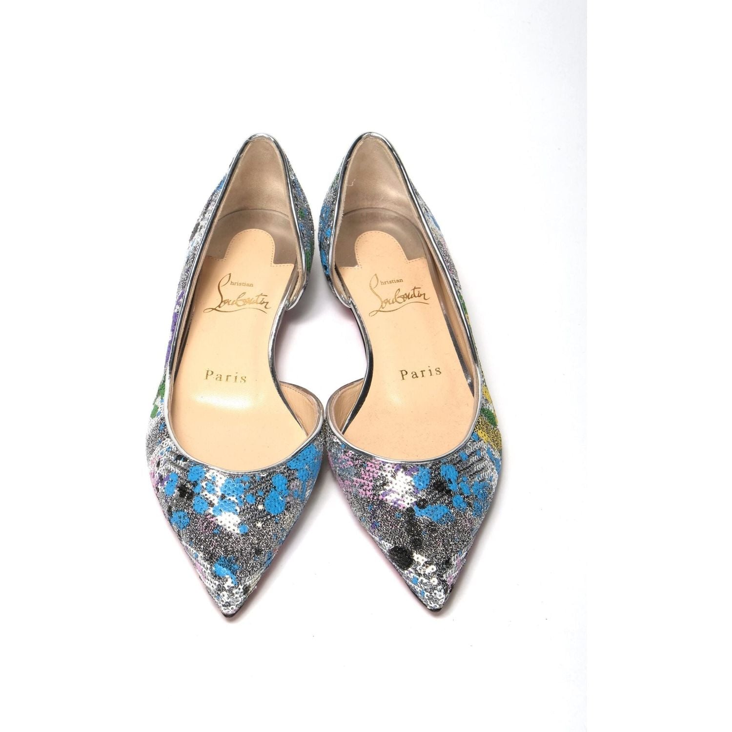 Christian Louboutin | Multicolor Silver Flat Point Toe Shoe - McRichard Designer Brands