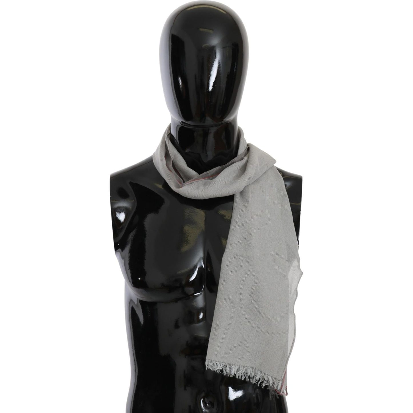 Costume National | Gray Fringe Neck Wrap Cotton Scarf | McRichard Designer Brands