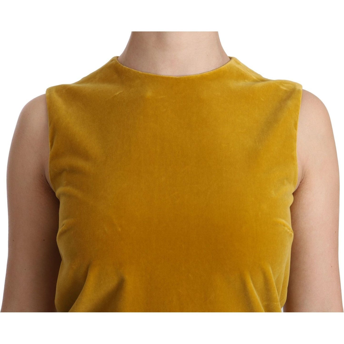 Dolce & Gabbana | Mustard Velvet Stretch Shift Mini Dress | McRichard Designer Brands