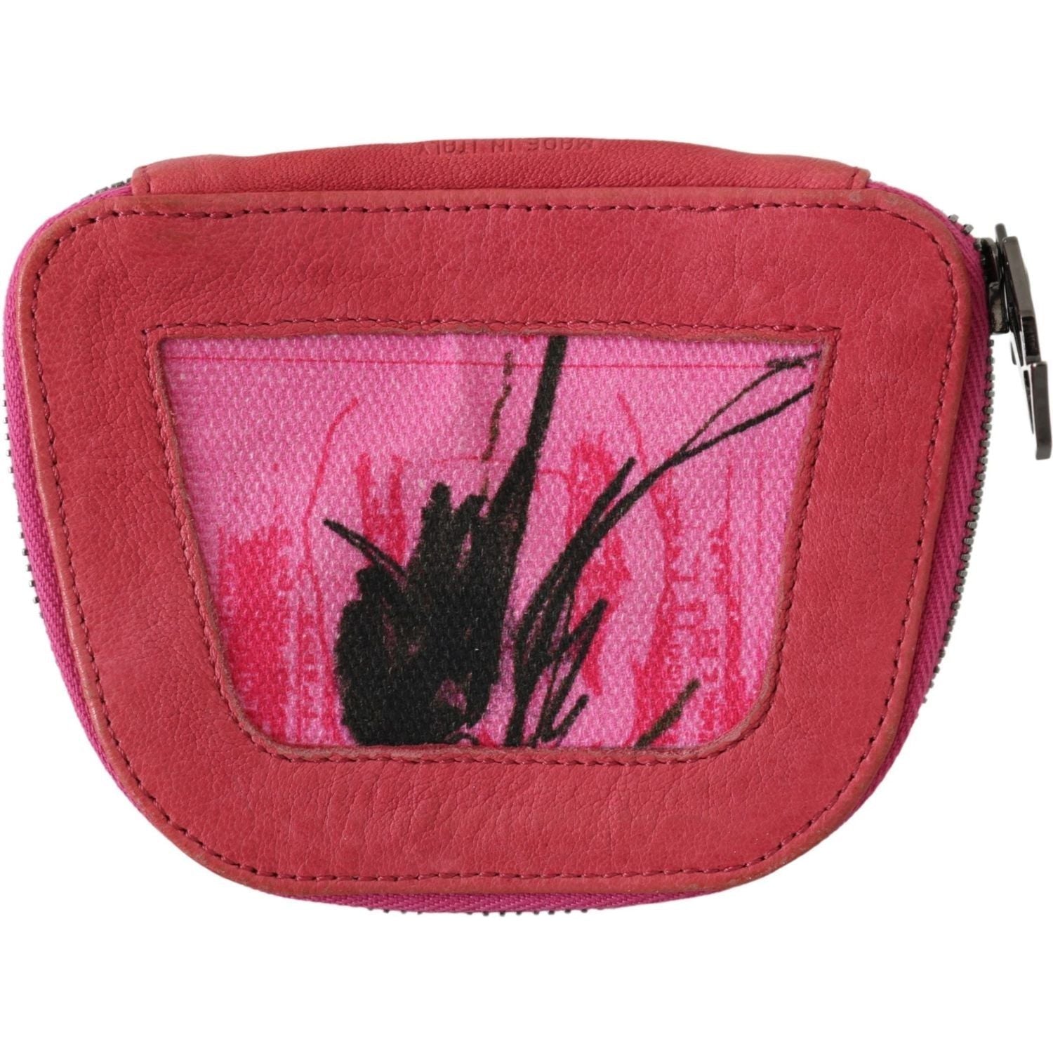 PINKO | Pink Suede Printed Coin Holder Women Fabric Zippered Purse | McRichard Designer Brands