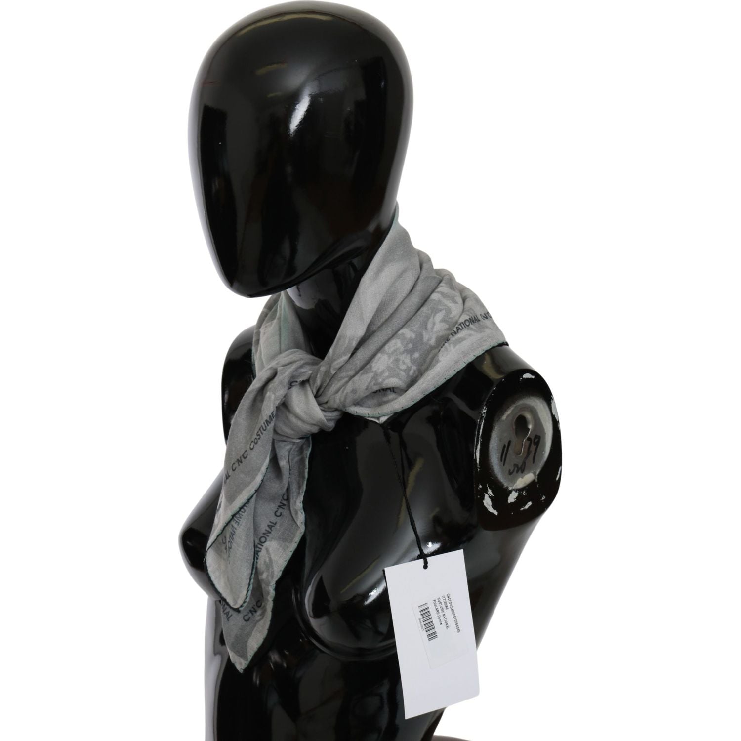 Costume National | Gray Silk Shawl Foulard Wrap Scarf | McRichard Designer Brands