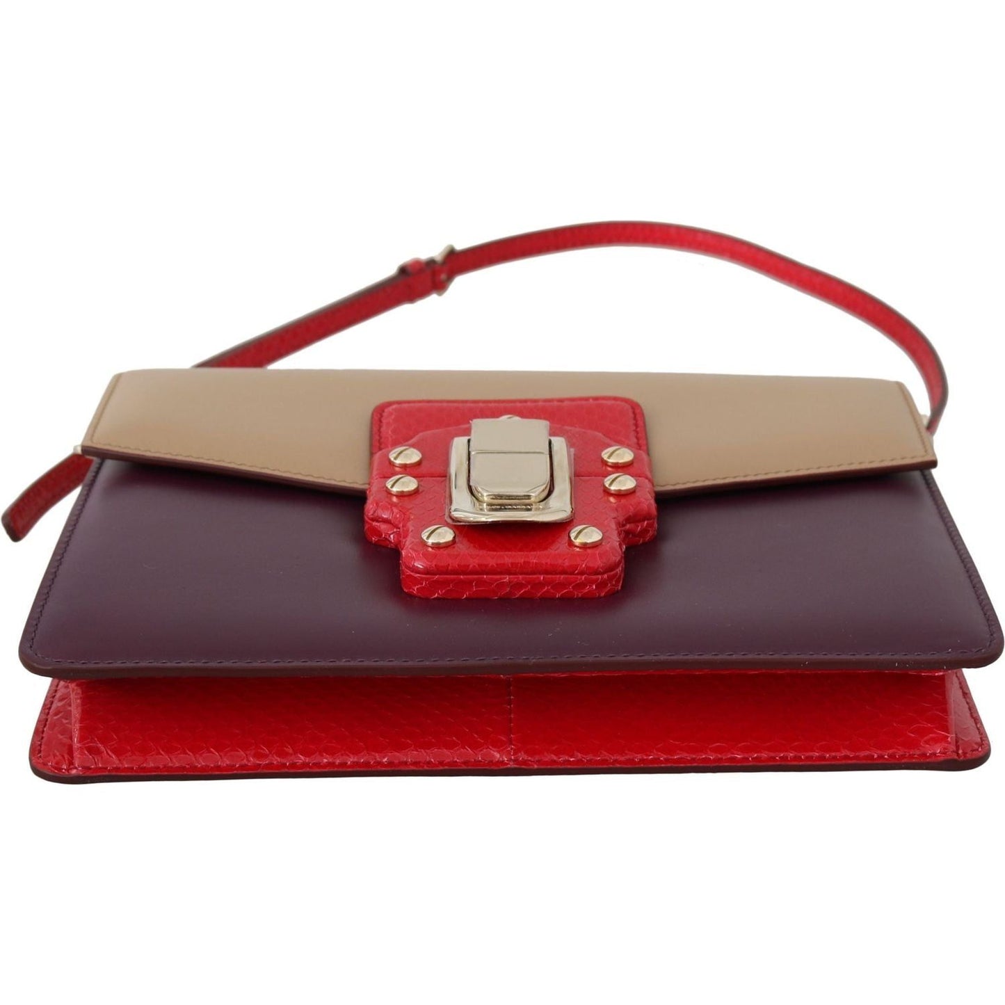 Dolce & Gabbana | Purple Beige Red Leather Crossbody Purse Bag | McRichard Designer Brands