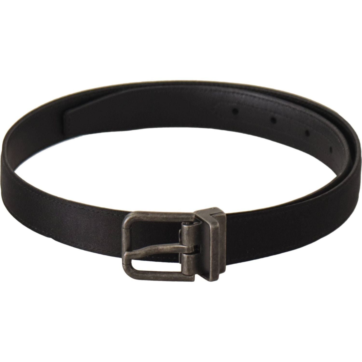 Dolce & Gabbana | Black Calfskin Leather Vintage Metal Buckle Belt - McRichard Designer Brands
