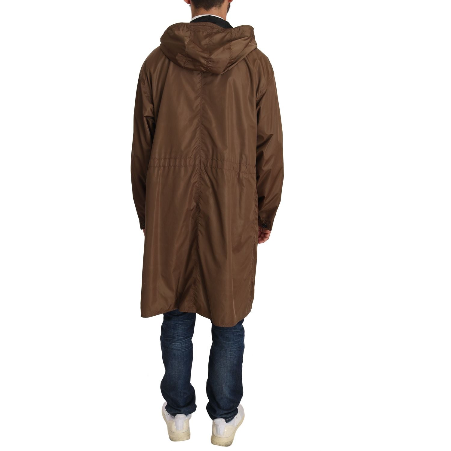 Dolce & Gabbana | Black Brown Hooded Reversible Raincoat | McRichard Designer Brands
