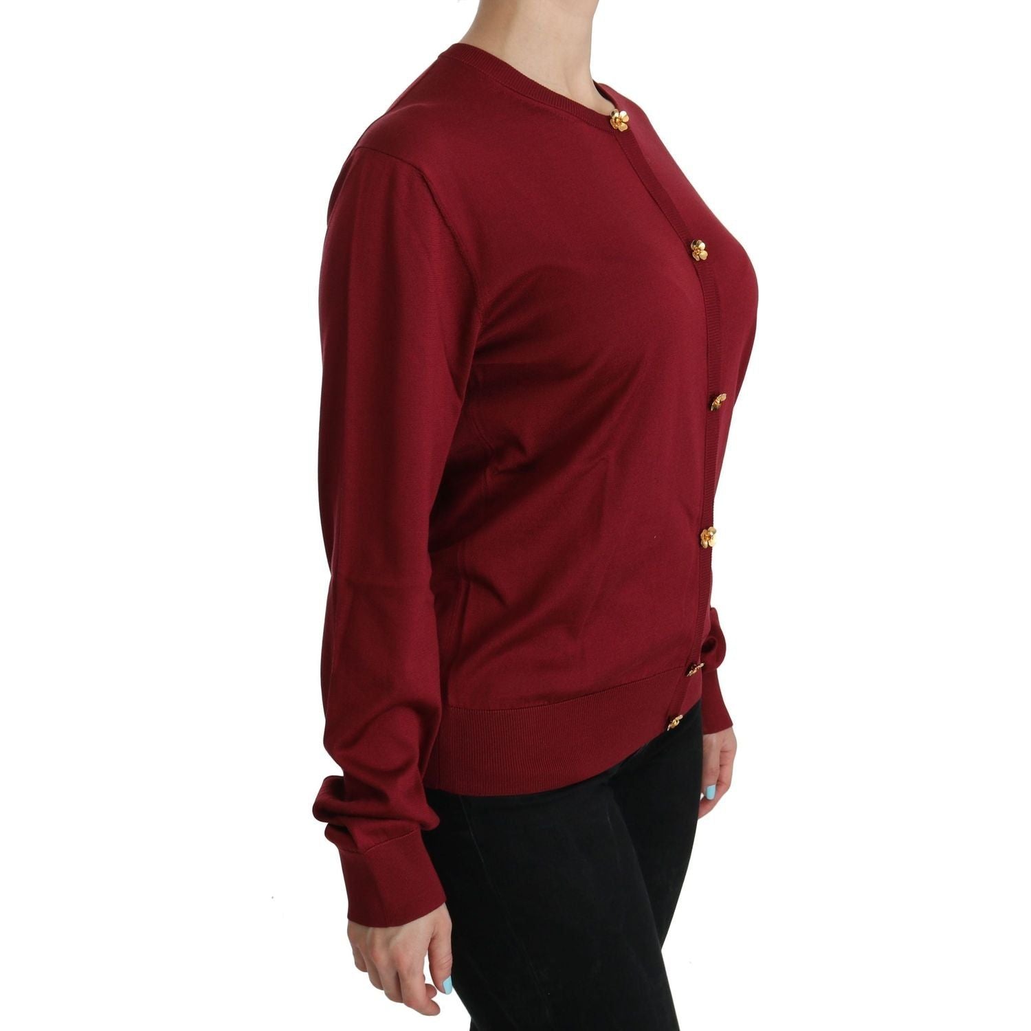 Dolce & Gabbana | Red Silk Long Sleeve Cardigan Sweater | McRichard Designer Brands