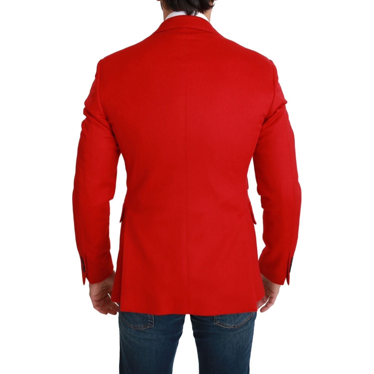 Dolce & Gabbana | Red Cashmere Slim Fit Coat Jacket Blazer | McRichard Designer Brands