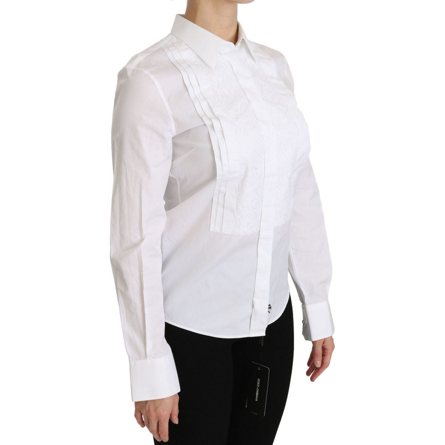 Dolce & Gabbana | White Collared Long Sleeve Polo Shirt | McRichard Designer Brands