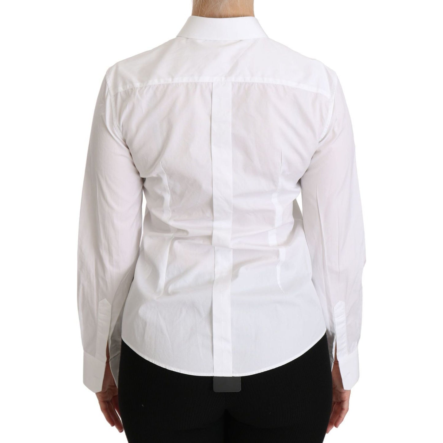 Dolce & Gabbana | White Collared Long Sleeve Polo Shirt | McRichard Designer Brands