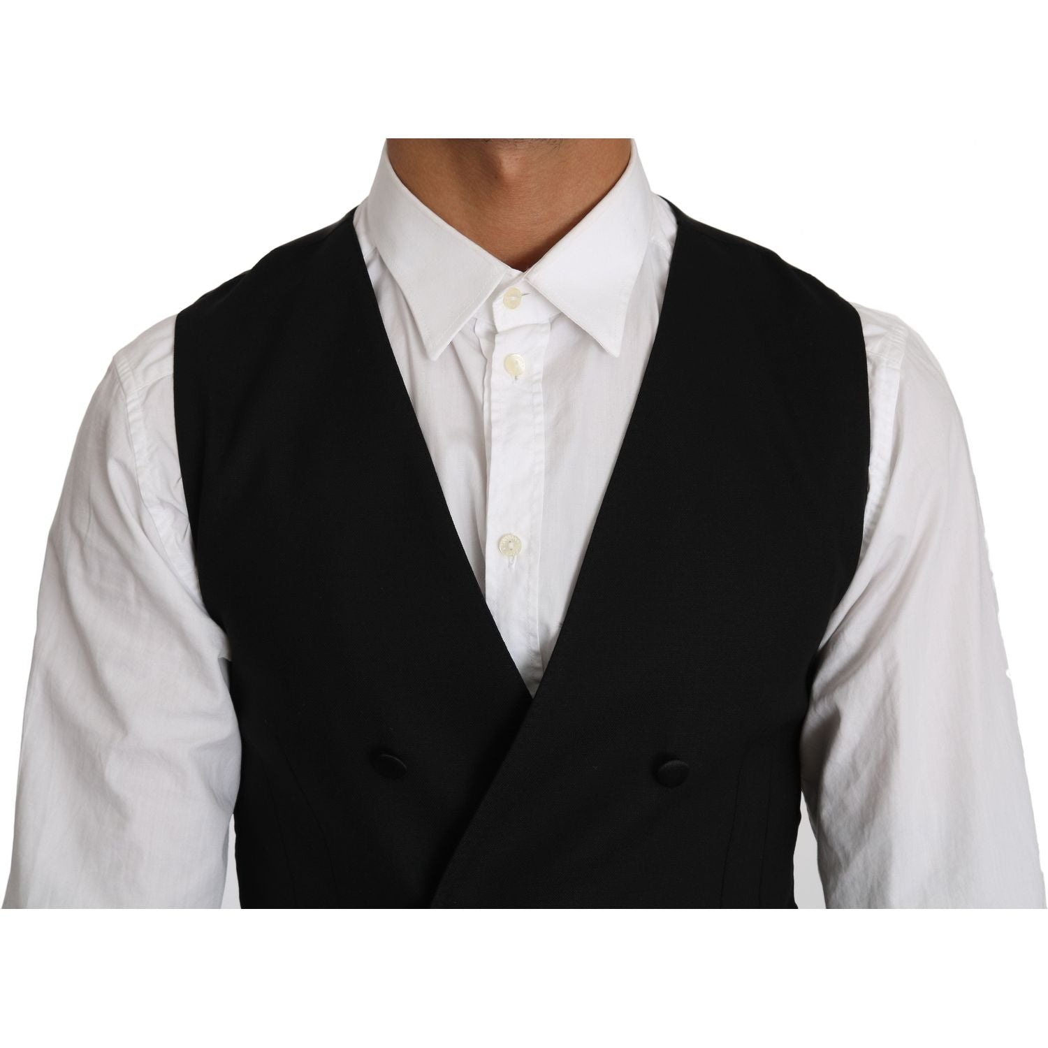Dolce & Gabbana | Gray Wool Double Breasted Waistcoat Vest | McRichard Designer Brands