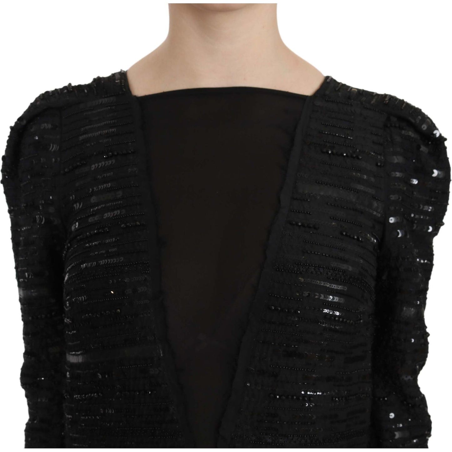 John Richmond | Black Silk Full Length Sequined Gown Dress | McRichard Designer Brands