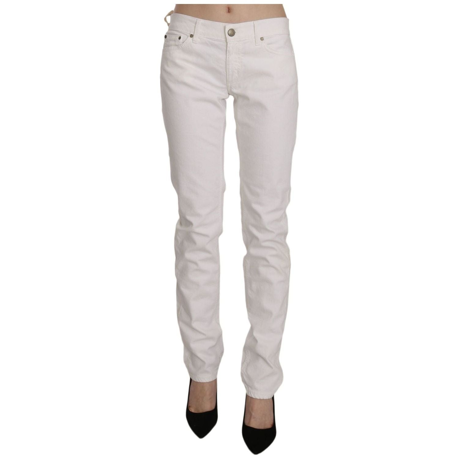 Dondup | White Cotton Stretch Skinny Casual Denim Pants Jeans | McRichard Designer Brands