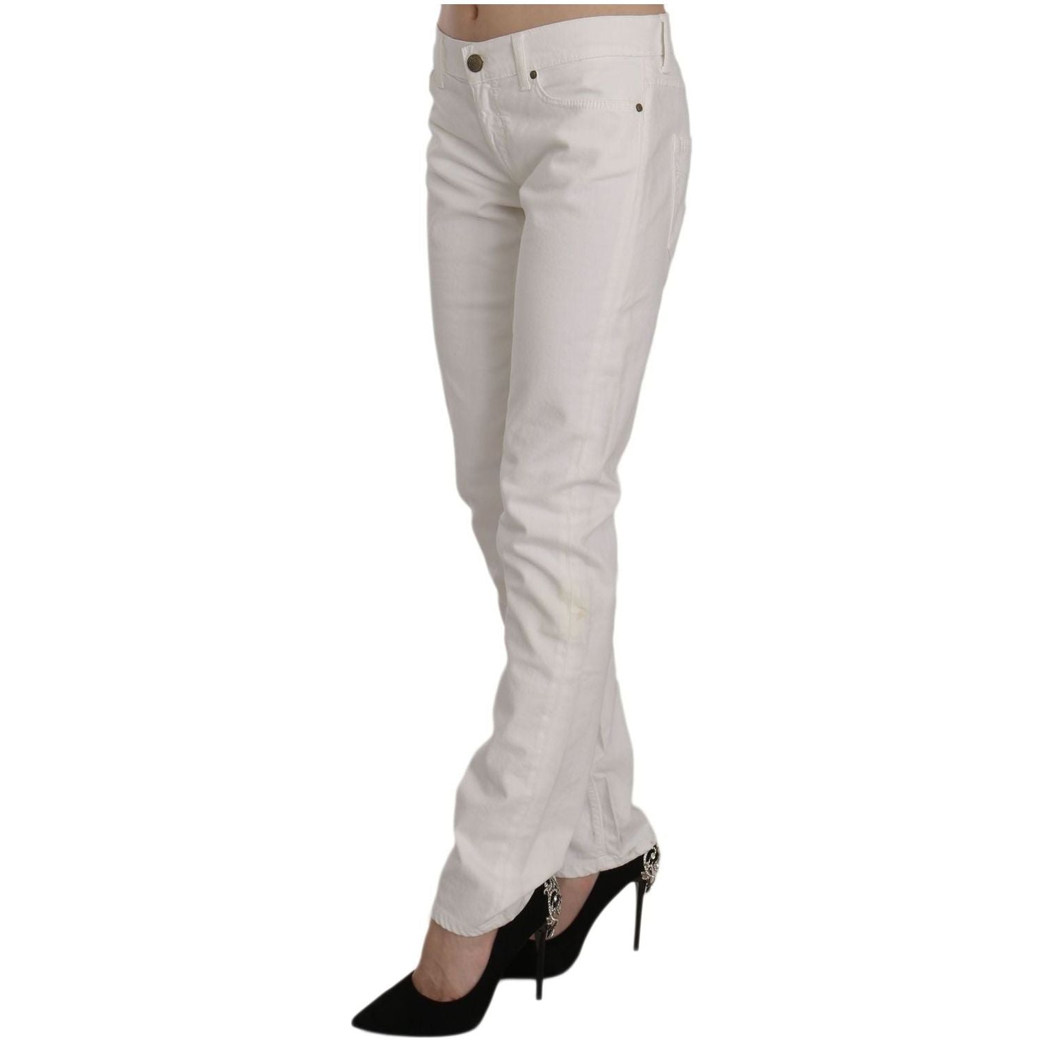 Dondup | White Cotton Stretch Skinny Casual Denim Pants Jeans | McRichard Designer Brands