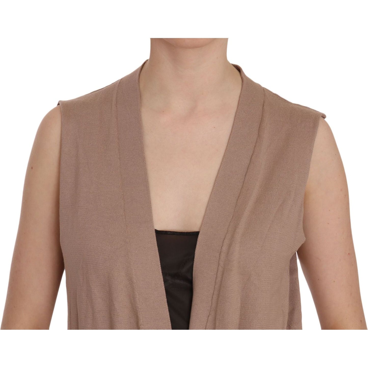 PINK MEMORIES | Brown 100% Cotton Sleeveless Cardigan Top Vest | McRichard Designer Brands