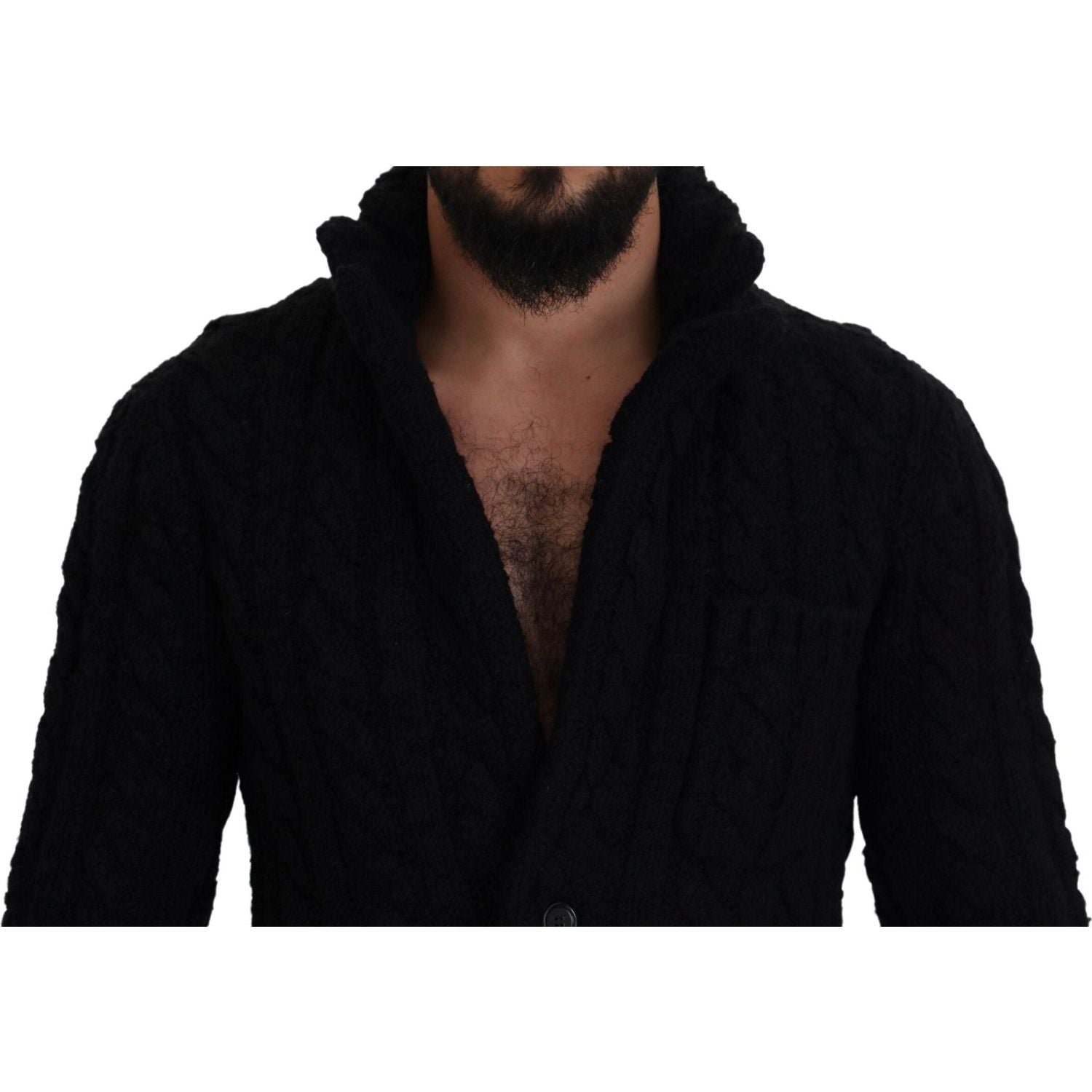 Dolce & Gabbana | Black Wool Knit Button Cardigan Sweater  | McRichard Designer Brands