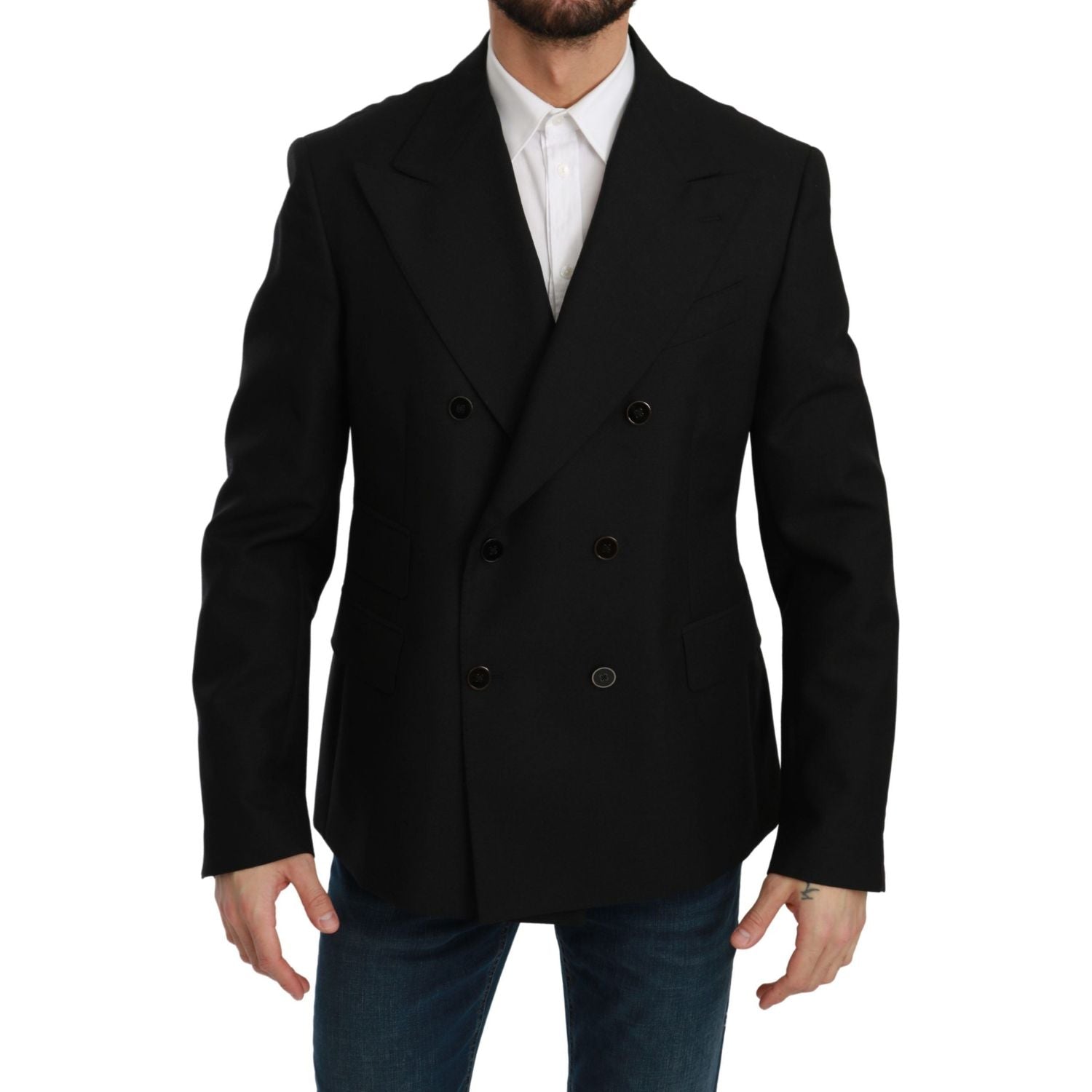 Dolce & Gabbana | Black Slim Fit Jacket Coat Wool Blazer | McRichard Designer Brands