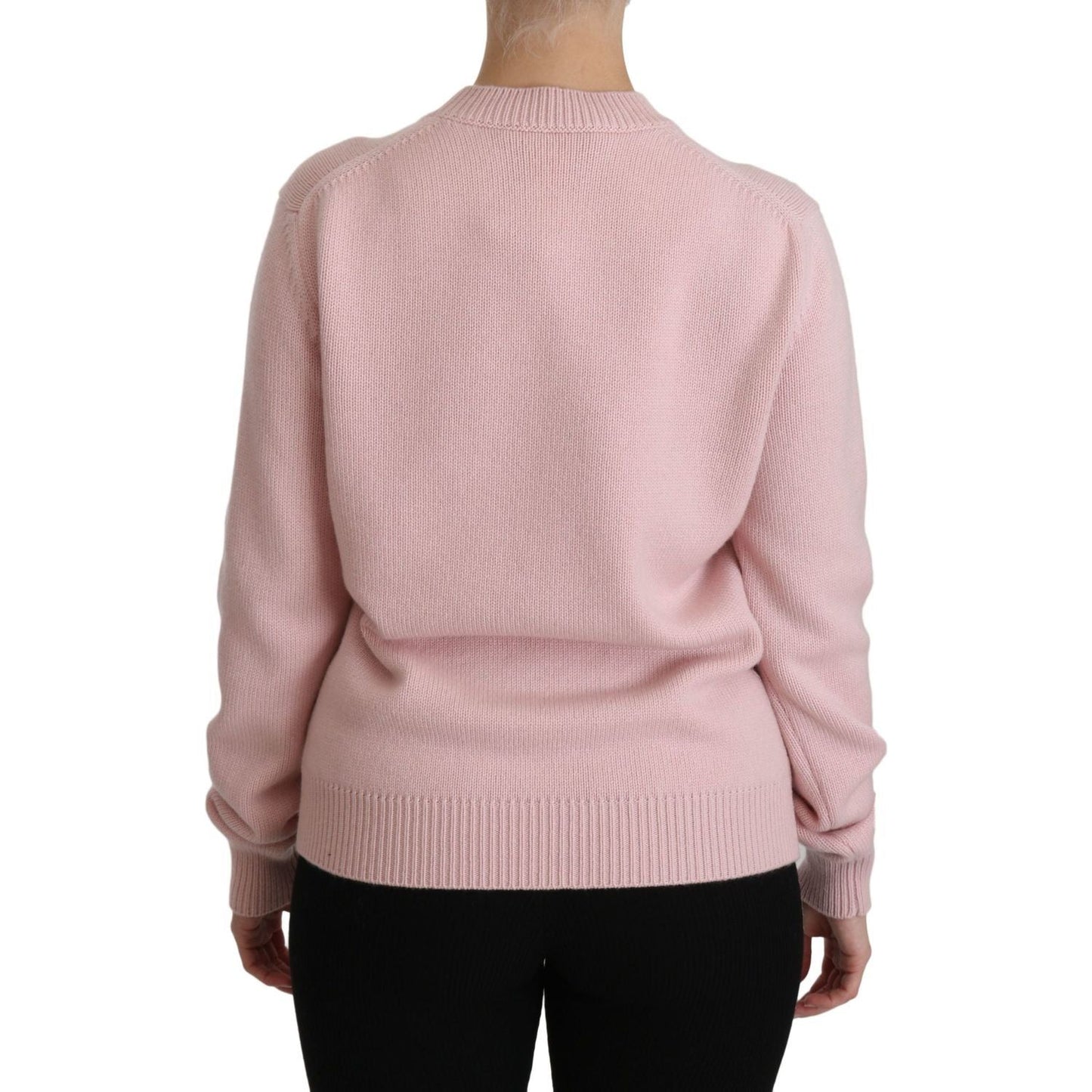 Dolce & Gabbana | Pink Crew Neck Cashmere Pullover Sweater | McRichard Designer Brands