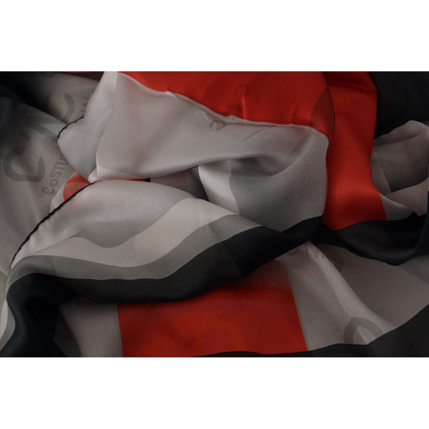 Costume National | Gray Red Shawl Foulard Wrap Scarf  | McRichard Designer Brands