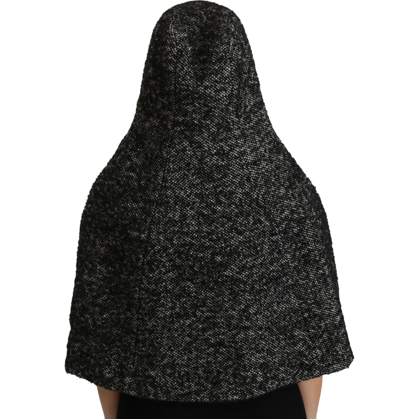Dolce & Gabbana | Gray Tweet Wool Shoulder Hat Hooded Scarf | McRichard Designer Brands