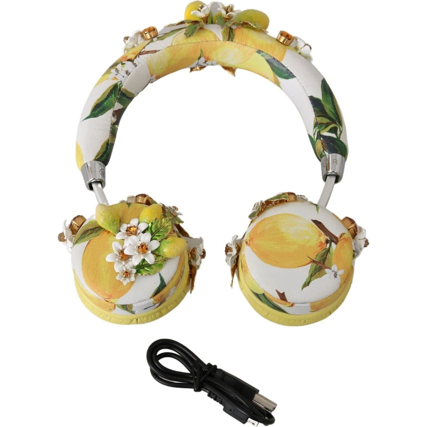 Dolce & Gabbana | Yellow Lemon Crystal Floral Headset Headphones | McRichard Designer Brands