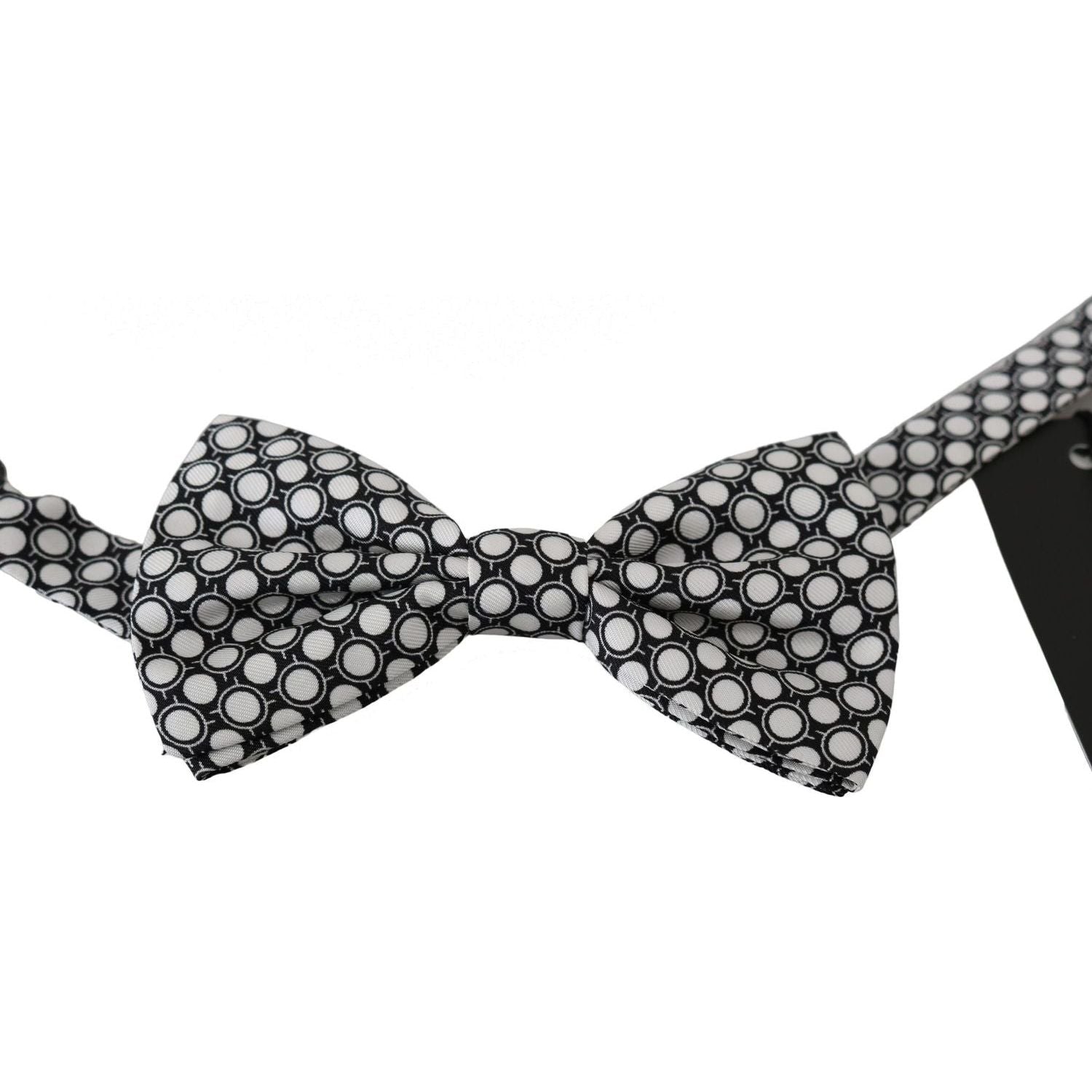 Dolce & Gabbana | Men Black White Circles Adjustable Neck Papillon Bow Tie | McRichard Designer Brands