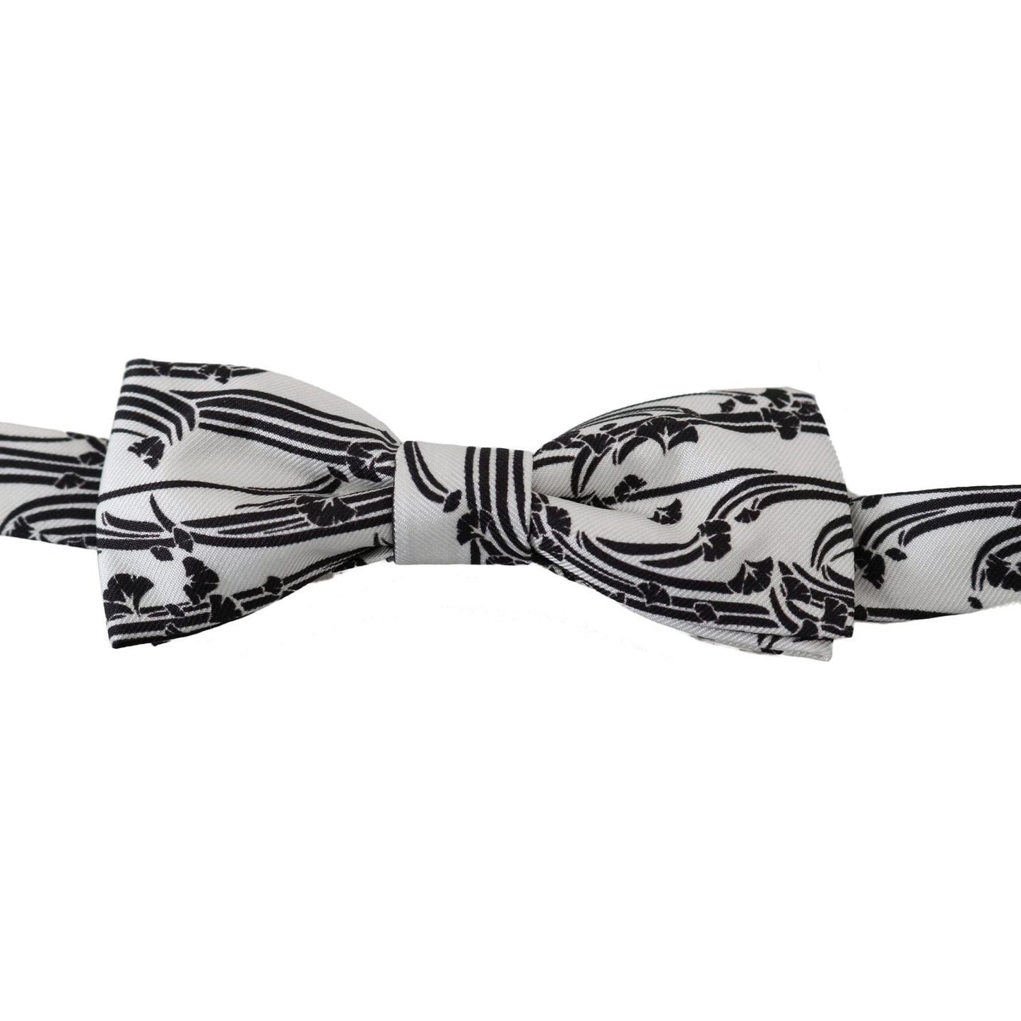 Dolce & Gabbana | Men White Pattern Silk Adjustable Neck Papillon Bow Tie | McRichard Designer Brands