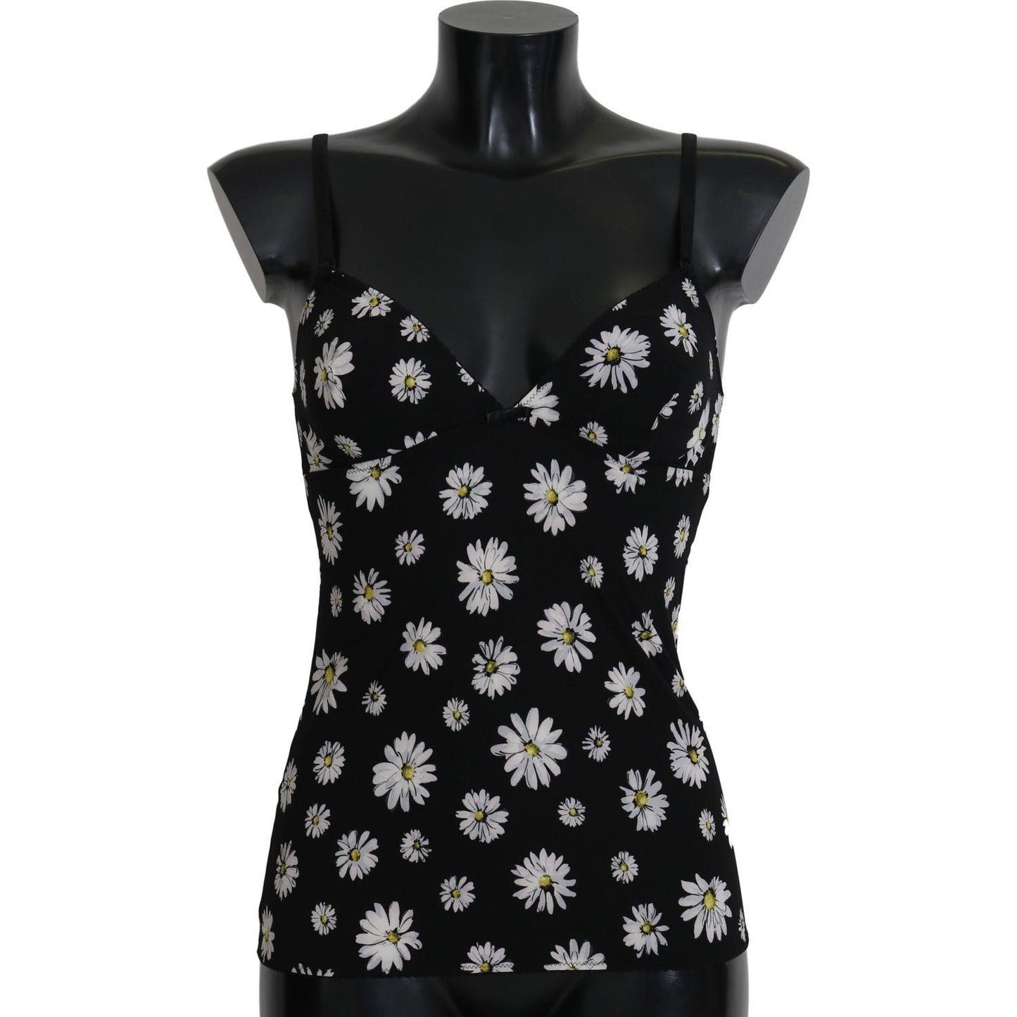 Dolce & Gabbana | Black Daisy Print Dress Lingerie Chemisole | McRichard Designer Brands
