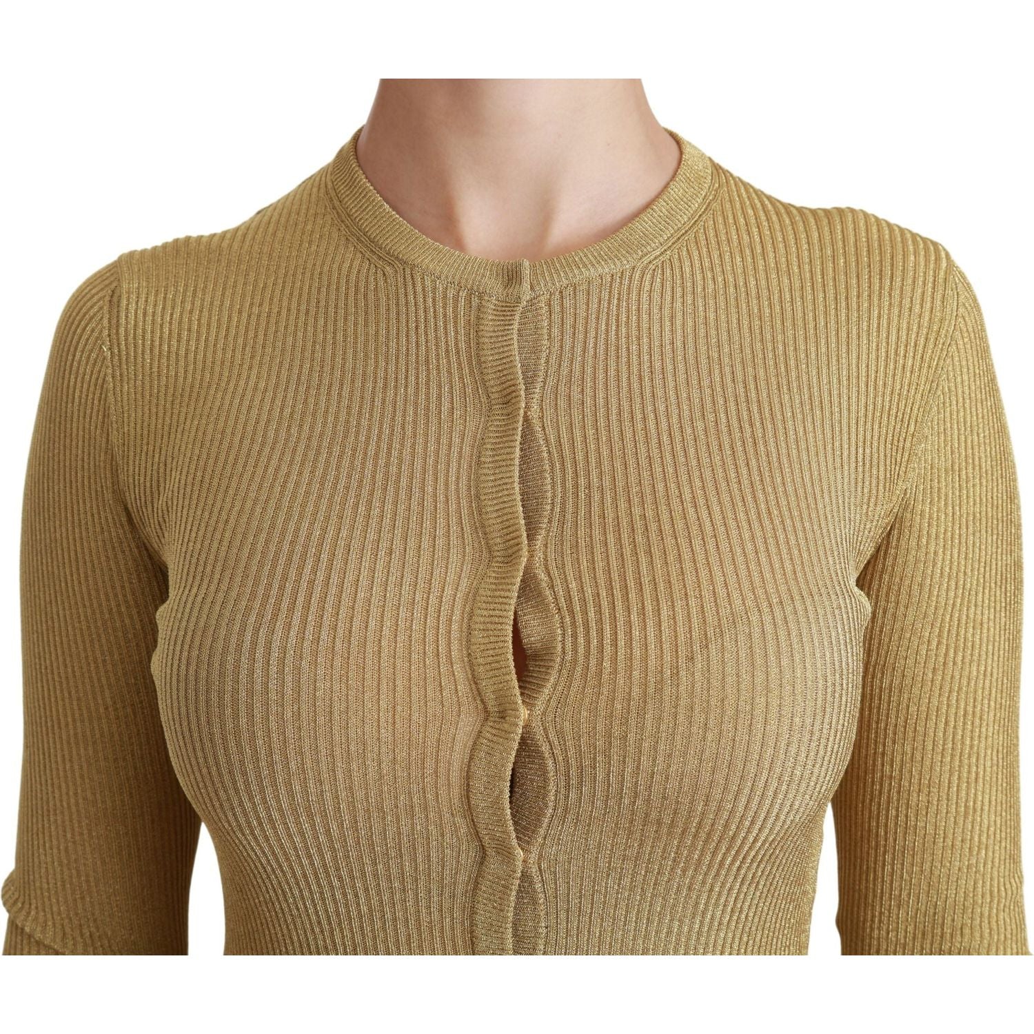 Dolce & Gabbana | Gold Long Sleeve Cardigan Viscose Sweater | McRichard Designer Brands