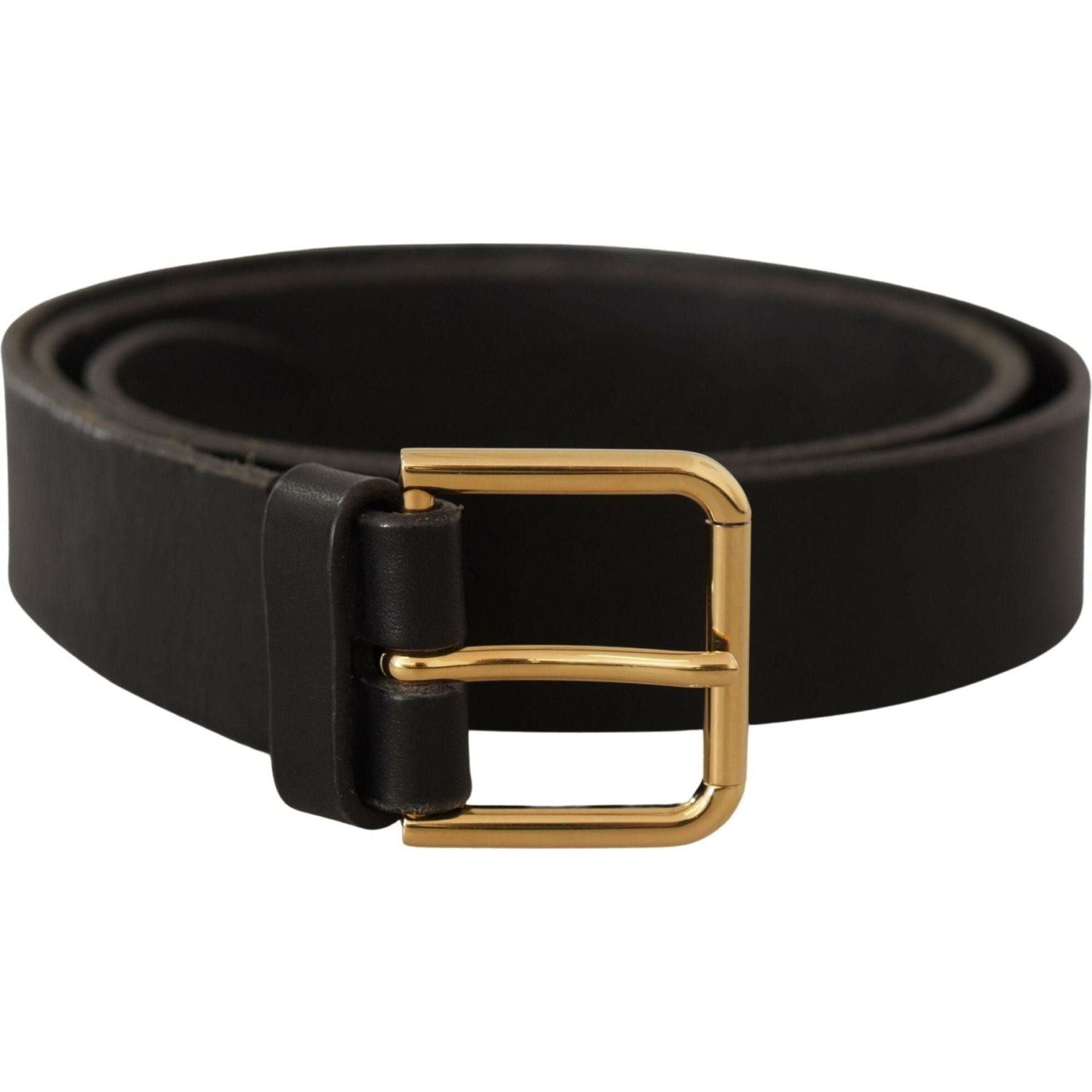 Dolce & Gabbana | Brown Gold Metal Logo Buckle Calf Leather Belt  | McRichard Designer Brands