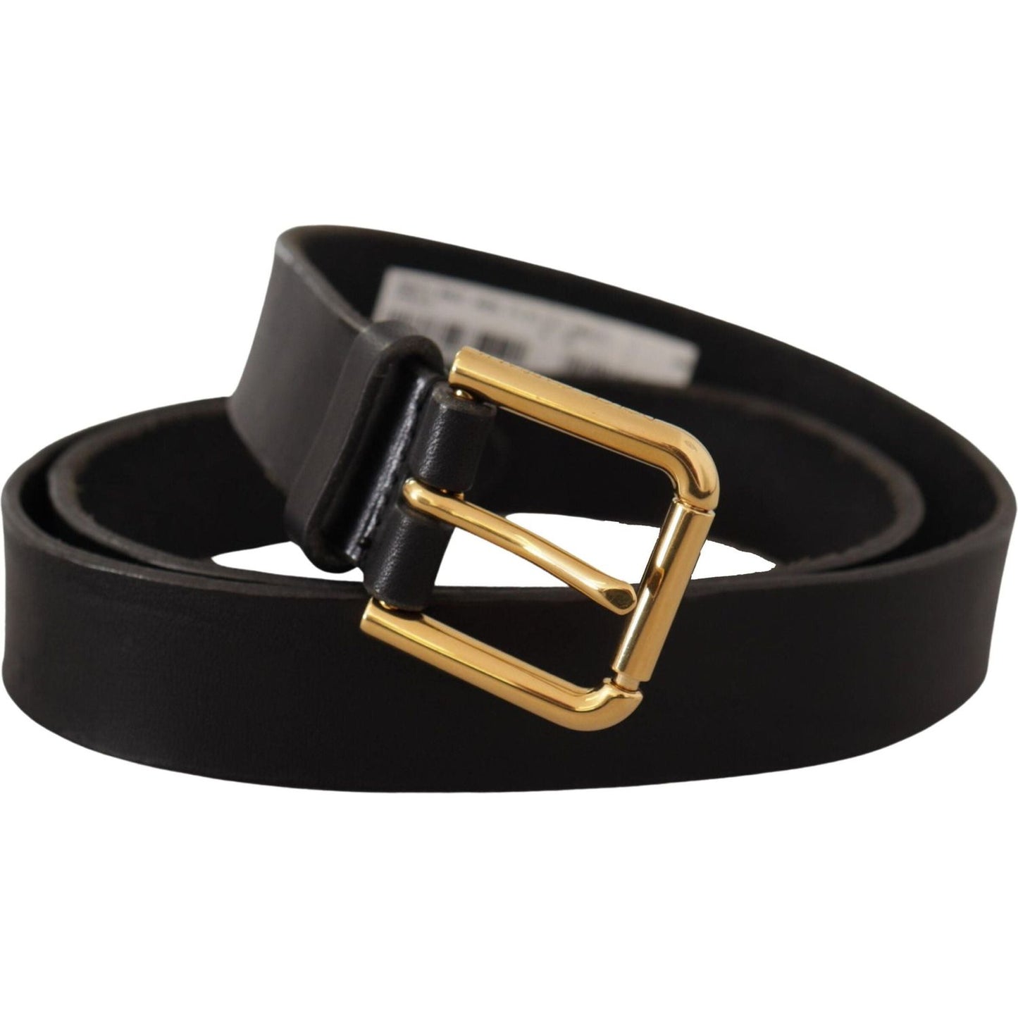 Dolce & Gabbana | Black Leather Gold Metal Logo Belt  | McRichard Designer Brands