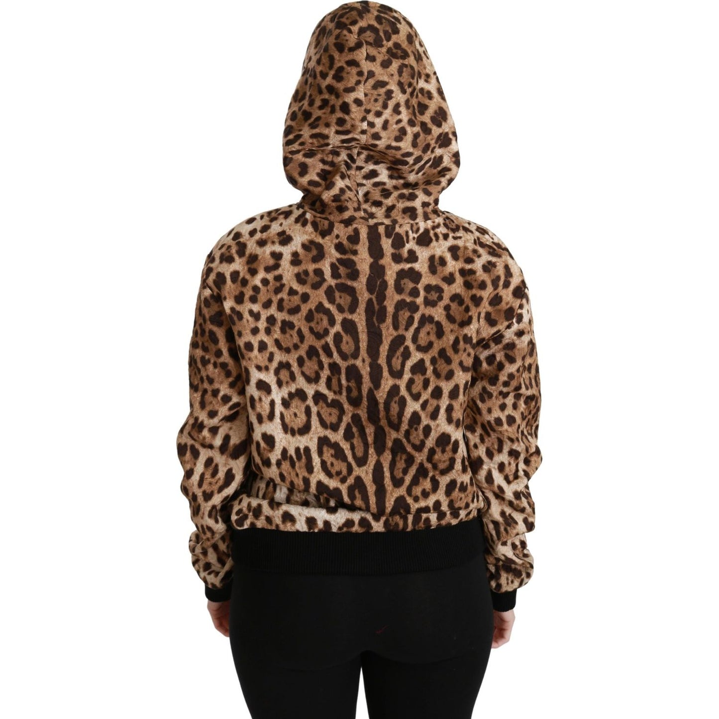 Dolce & Gabbana | Brown Hooded Studded Ayers Leopard Sweater | McRichard Designer Brands