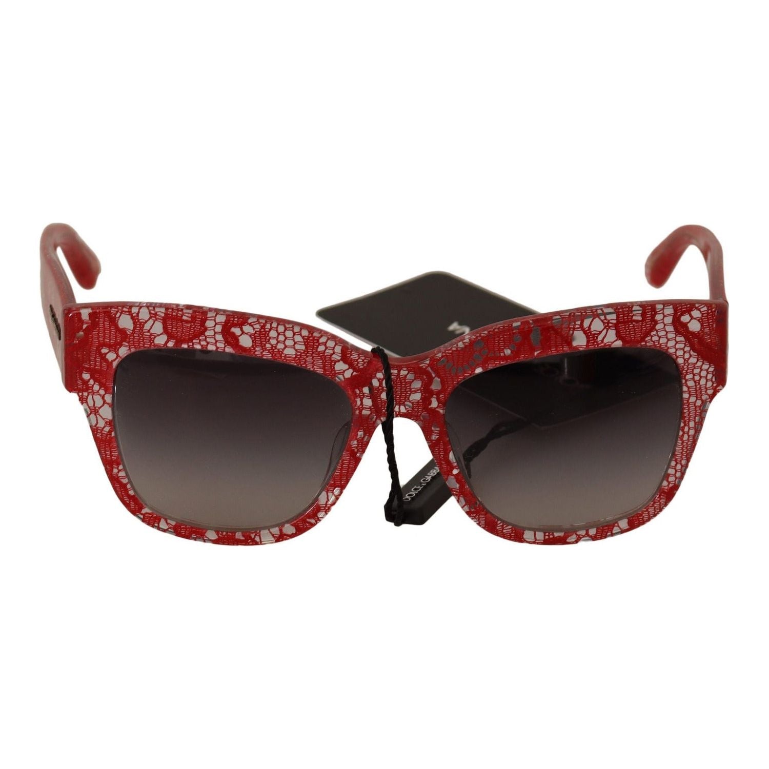 Dolce & Gabbana | Red Lace Acetate Rectangle Shades Sunglasses WOMAN SUNGLASSES | McRichard Designer Brands