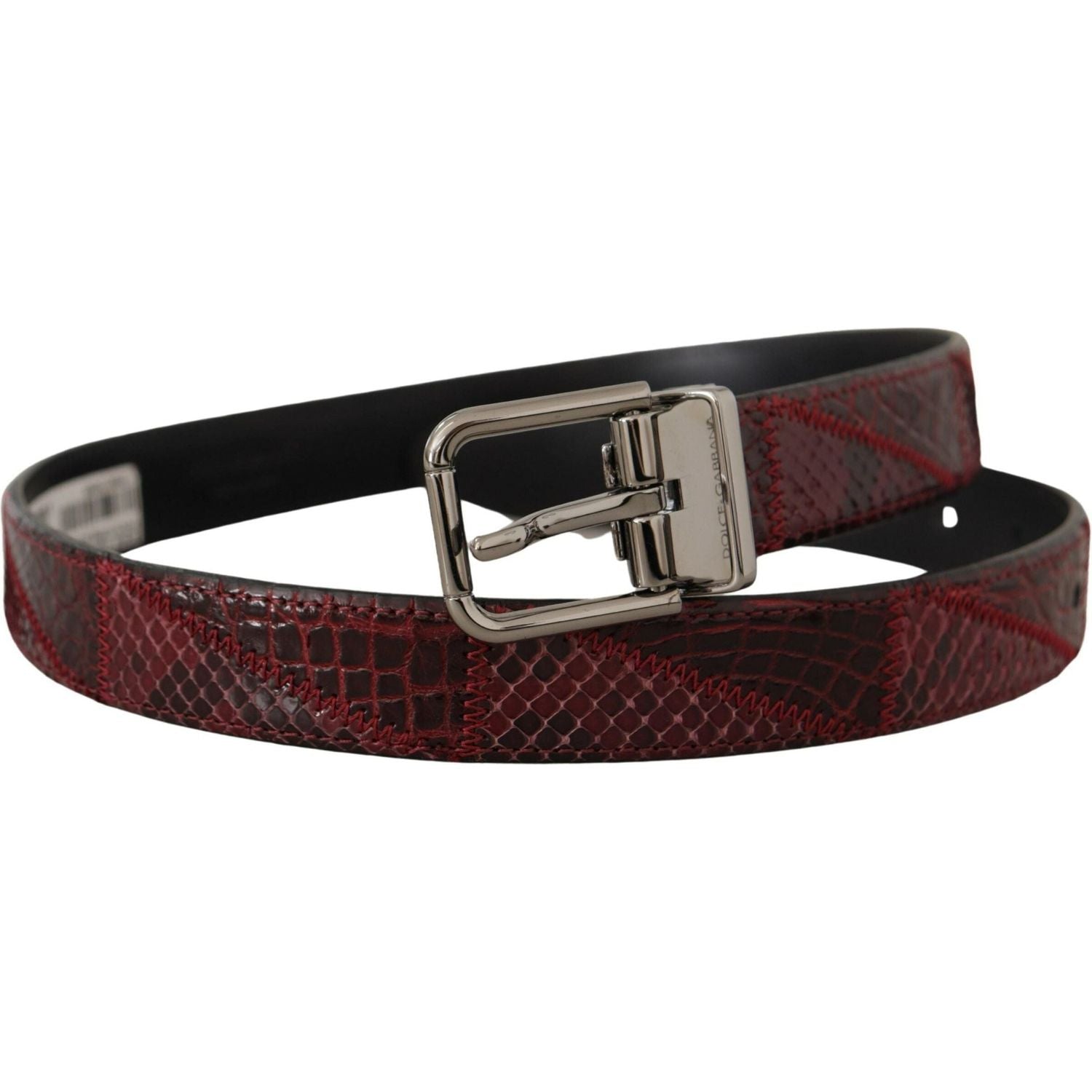 Dolce & Gabbana | Red Exotic Leather Metal Logo Buckle Belt  | McRichard Designer Brands