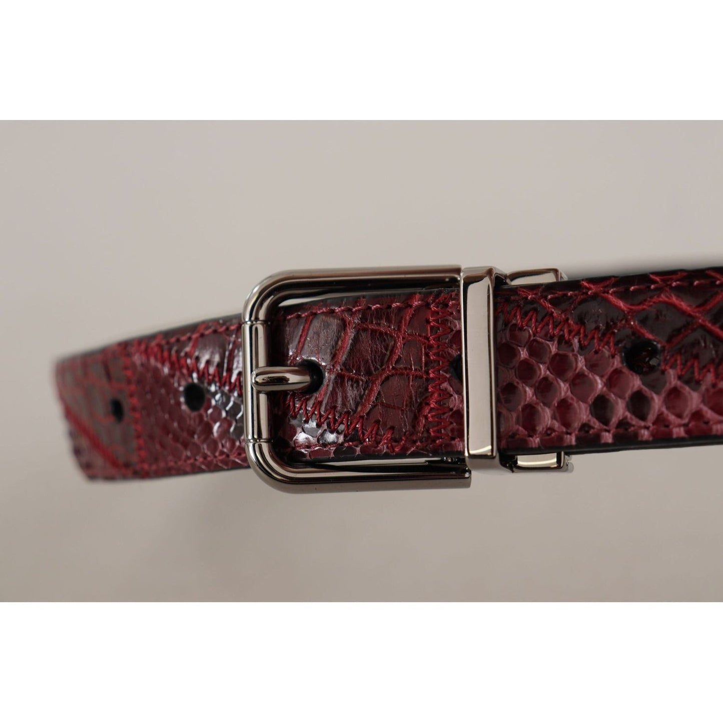 Dolce & Gabbana | Red Exotic Leather Metal Logo Buckle Belt  | McRichard Designer Brands