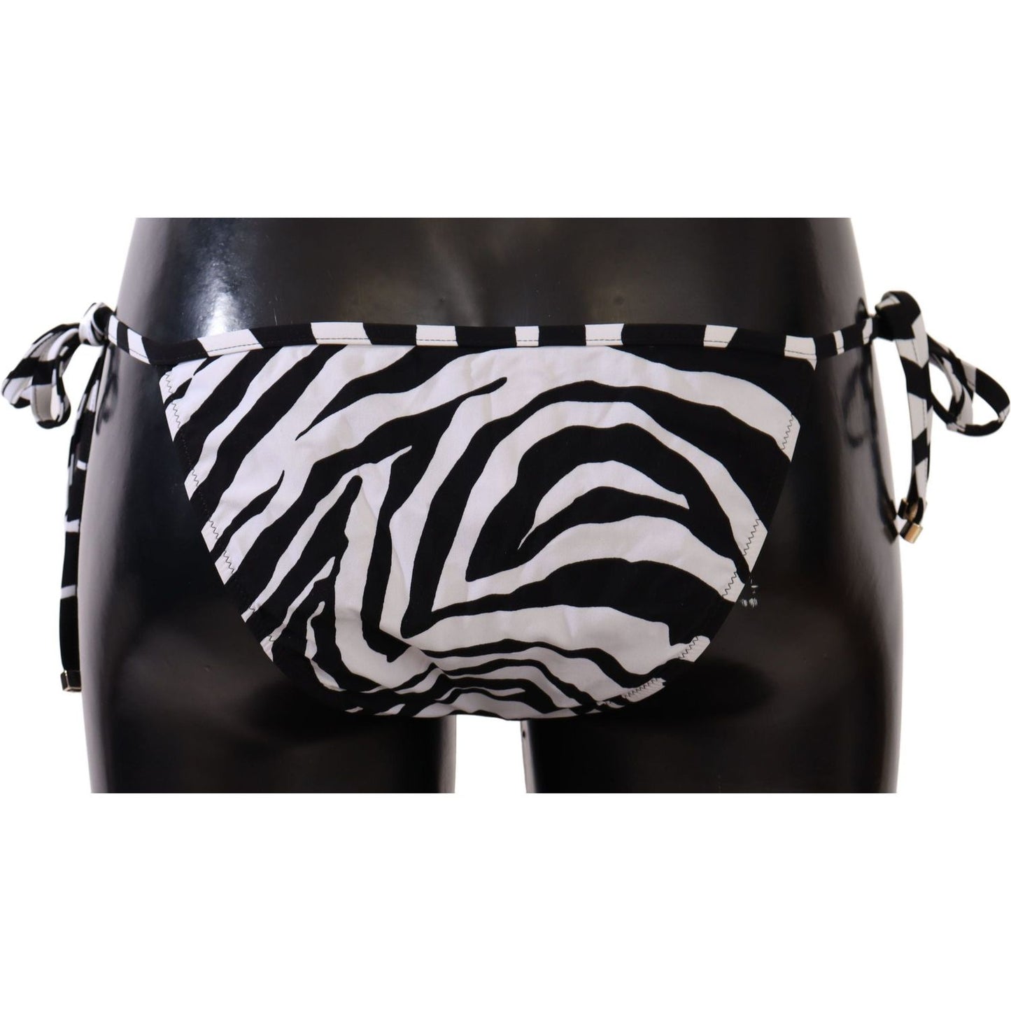 Dolce & Gabbana | Black White Zebra Swimsuit Bikini Bottom Swimwear | McRichard Designer Brands