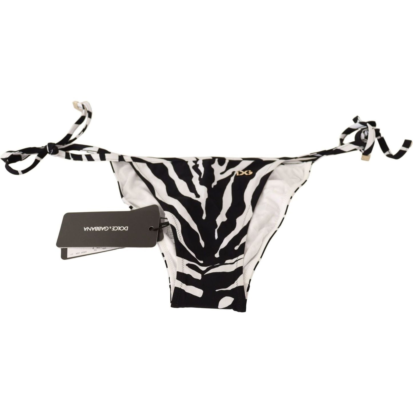Dolce & Gabbana | Black White Zebra Swimsuit Bikini Bottom Swimwear | McRichard Designer Brands