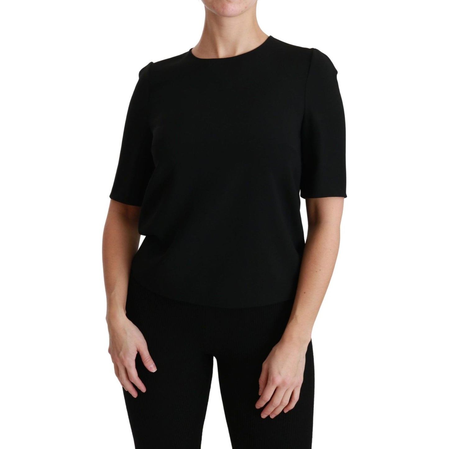 Dolce & Gabbana | Black Short Sleeve Casual Top Stretch Blouse | McRichard Designer Brands